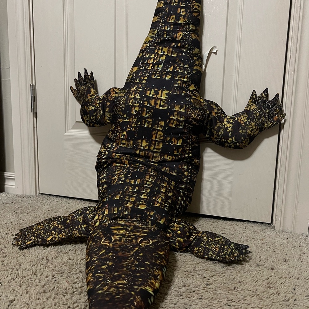 Realistic Brown and Yellow Crocodile Plush pillow